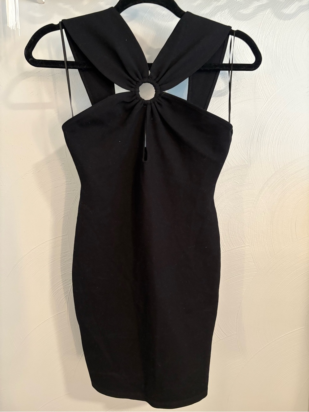 Zara Black Sleeveless Mini Dress with Ring Detail